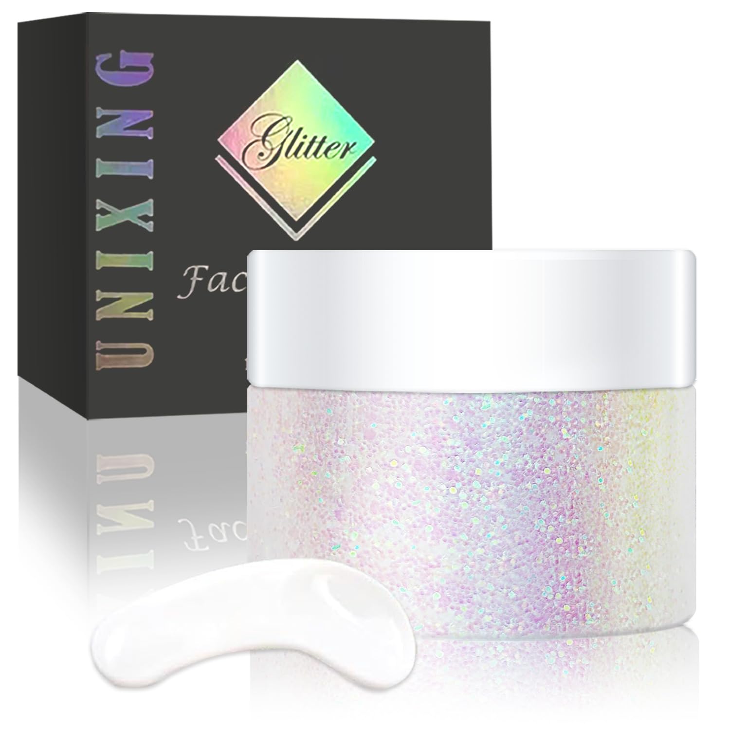 Holographic Body Glitter Gel for Body, Face, Hair, Lip, Nail, Eyeshadow, Color Changing Long Lasting Sparkle Shiny Face Glitter Gel for Festivals and