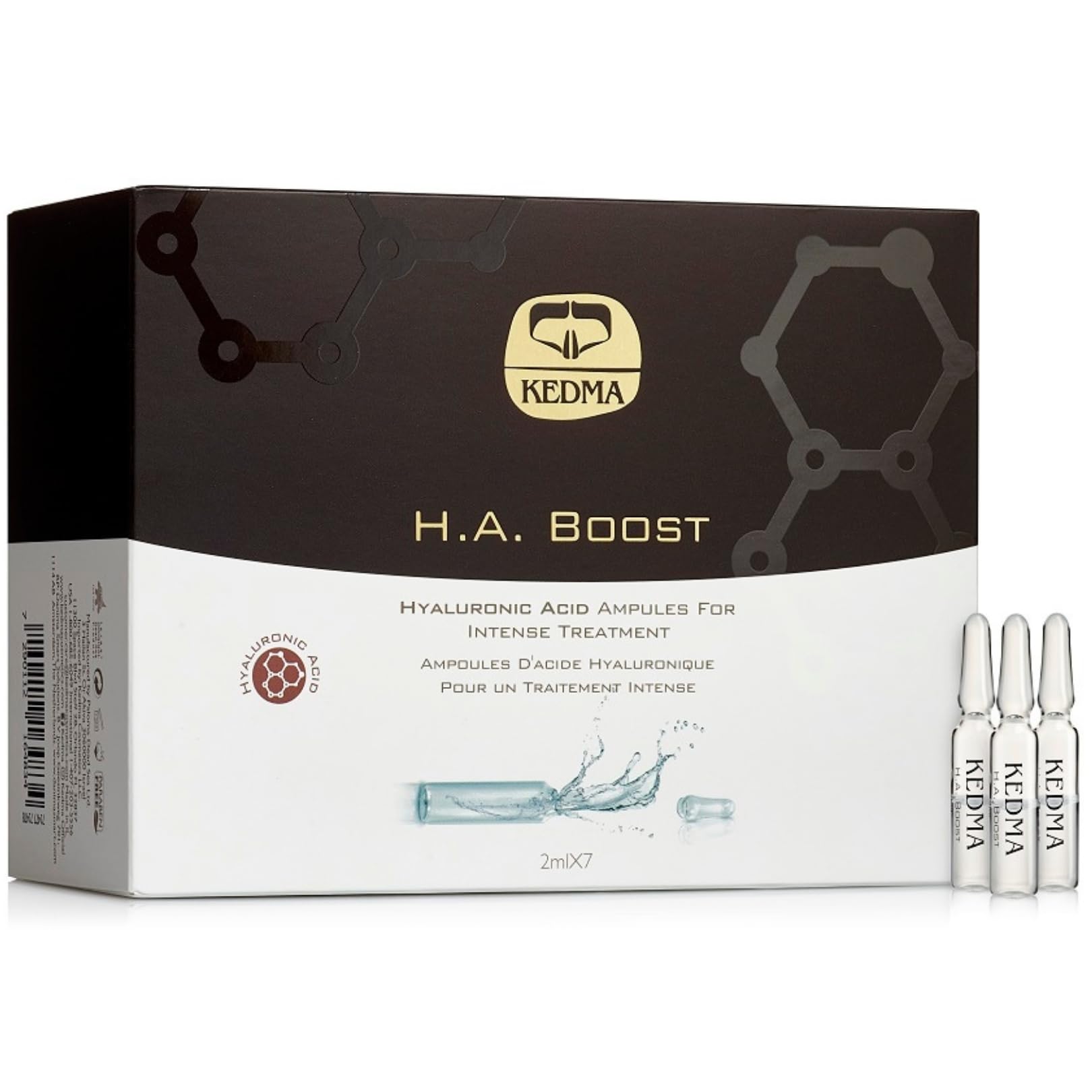 KEDMA - HA Boost - 7 Ampollas Concentradas de Ácido Hialurónico - 7x2ml | Las 7 ampollas concentradas de ácido hialurónico aportan hidratación intensa y un efecto rellenador.