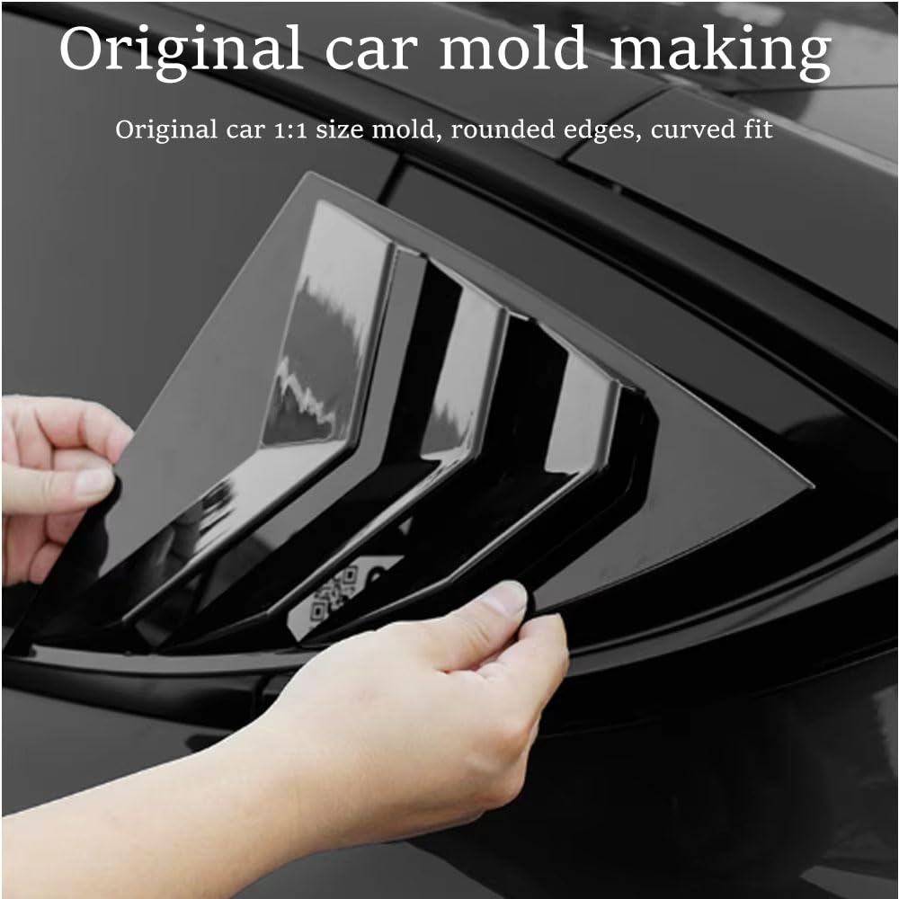 Seitenscheiben Louvers für Tesla Model Y 2019-2022 Carbon Optik Heckfenster Blenden Sport Außendekor,Bright Black Version