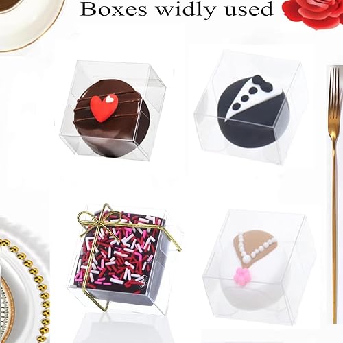 Miniatura 3 de RomanticBaking 50 cajas de macarrón cubiertas de chocolate transparente para regalos de boda, baby shower, 2.17 x 2.17 x 1.38 pulgadas, caja de
