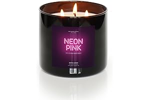 Neon Pink 3-Wick Scented Candle: Cotton Candy Caramel Sugar