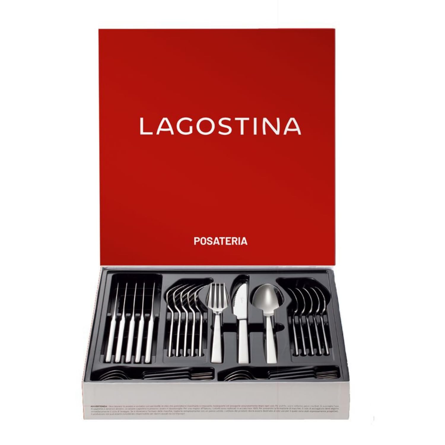 Lagostina Giada Set Servizio Posate Acciaio Inox 18/10 per 6 Persone, 24 Pezzi, con 6 Forchette, 6 Coltelli Tavola, 6 Cucchiai, 6 Cucchiaini Caffè, Spessore 3.5 mm, Finitura Lucida a Specchio