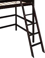 Vista 8 de SOFTSEA Cama tipo loft de tamaño individual con escalera, cama alta de madera tamaño individual con barandilla para niños, adolescentes y jóvenes