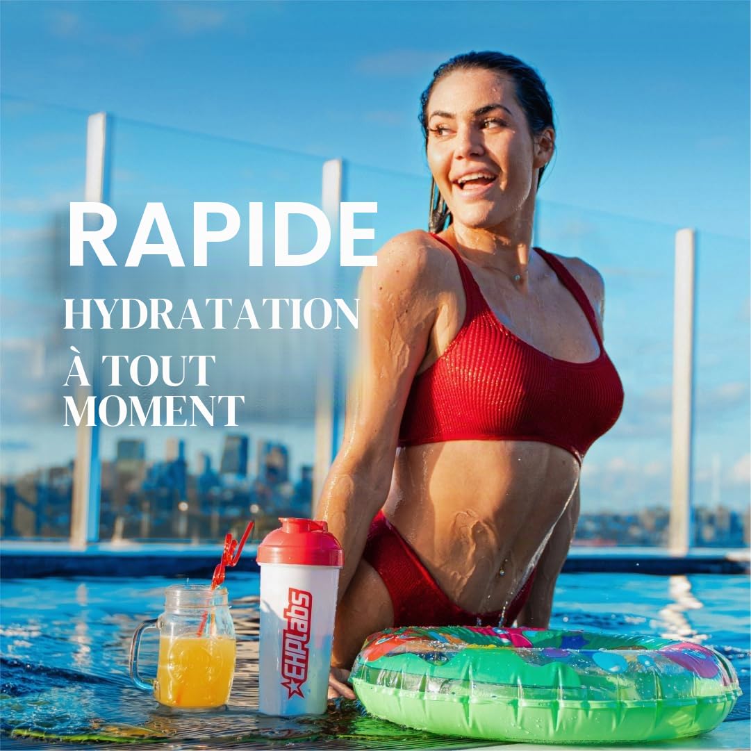 EHP Labs Hydreau Electrolytes Poudre sans sucre – Poudre d'hydratation pour endurance et énergie – Poudre d'électrolytes pour homme et femme – Électrolytes sans sucre – Fraise kiwi (40 portions)