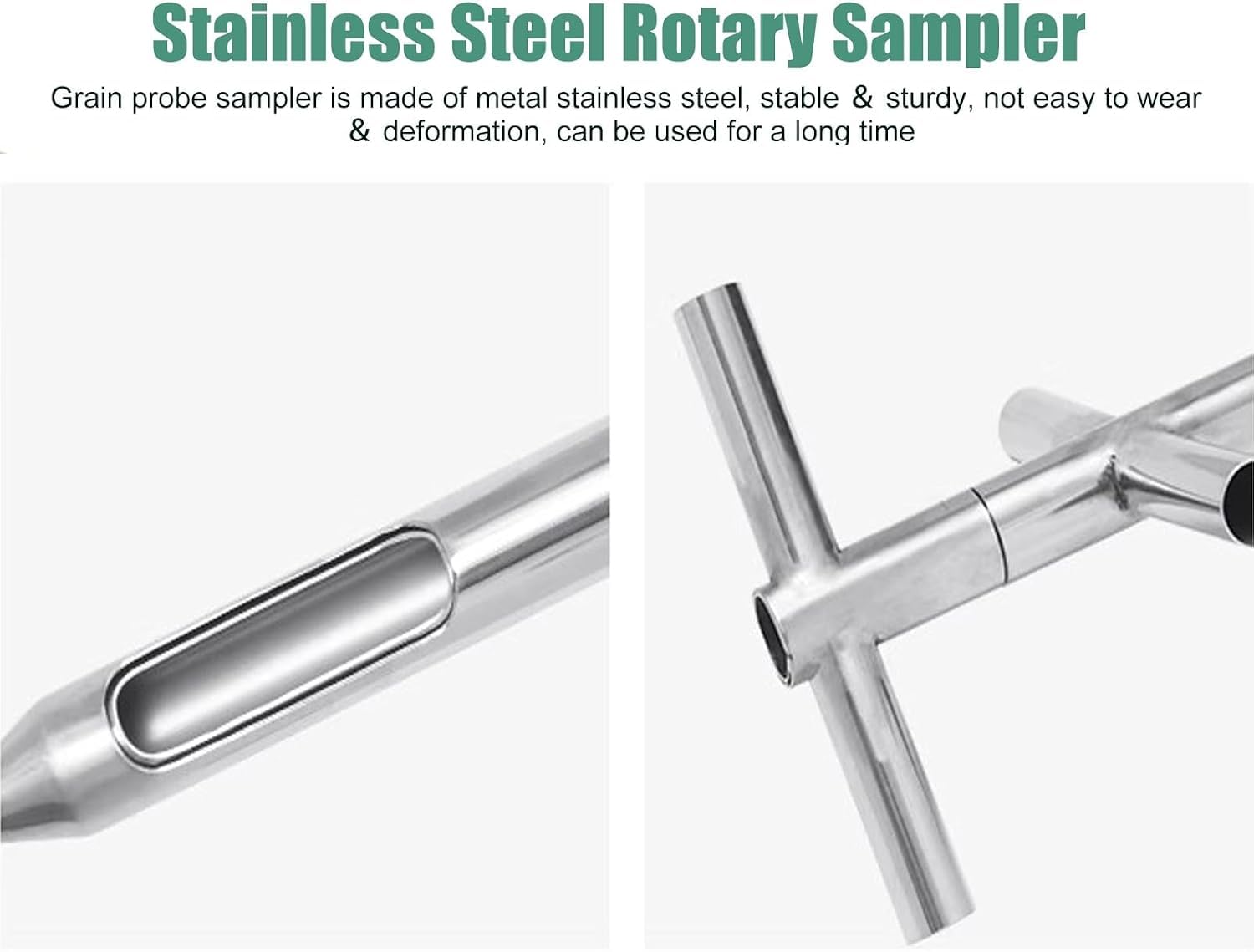 Sonda rotativa para suelo de 1 m / 3.3ft, acero inoxidable, 1,91-5,71 cm de diámetro, para pruebas agrícolas y ambientales (i38 mm1.5034)