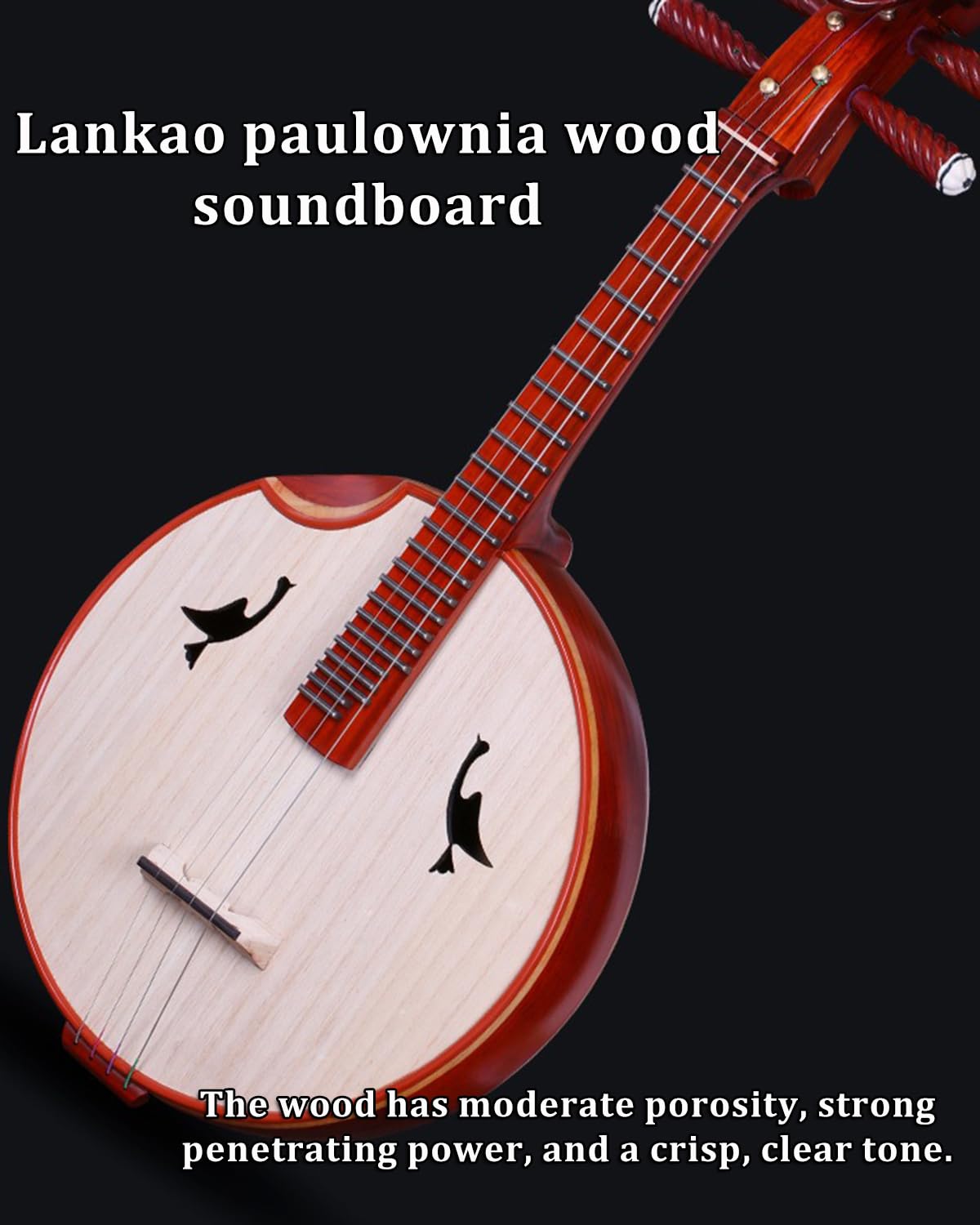 Chinesisches Ruaninstrument, handgefertigtes 4-Saiten-Zupfinstrument, für Anfänger und Performer, traditionelles Musikinstrument