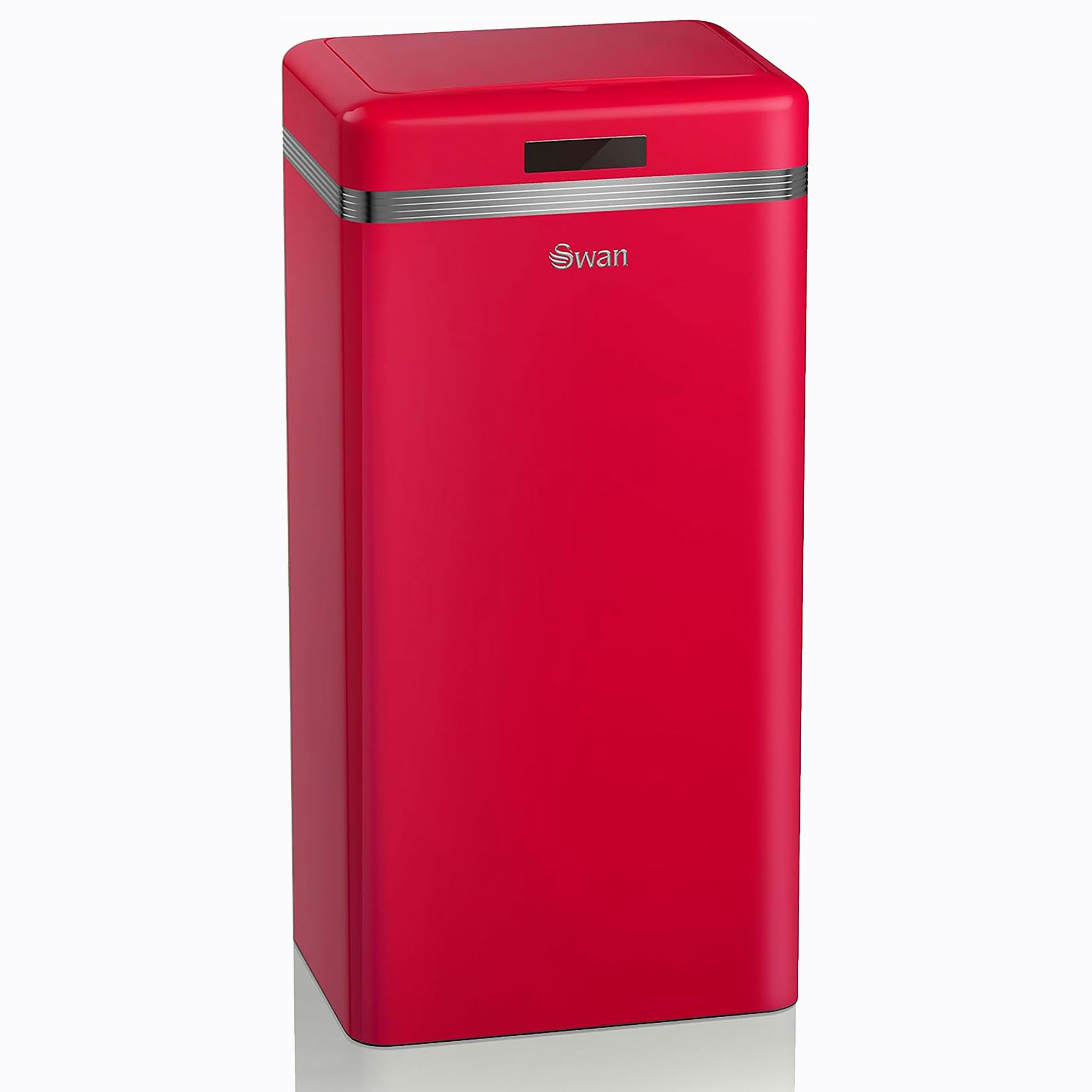 Swan Retro Küche Mülleimer Automatisch, Abfalleimer mit Bewegungssensor, 45 Liter, Metallisch, Intelligenter Küchenabfalleimer mit großer Kapazität, Vintage-Design, Rot