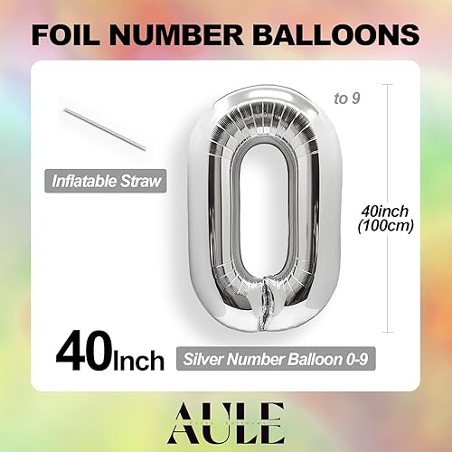 Miniatura 4 de AULE Globos grandes plateados de 40 pulgadas con el número 8, globos de helio de aluminio grandes del 0 al 9, decoraciones gigantes de fiesta de