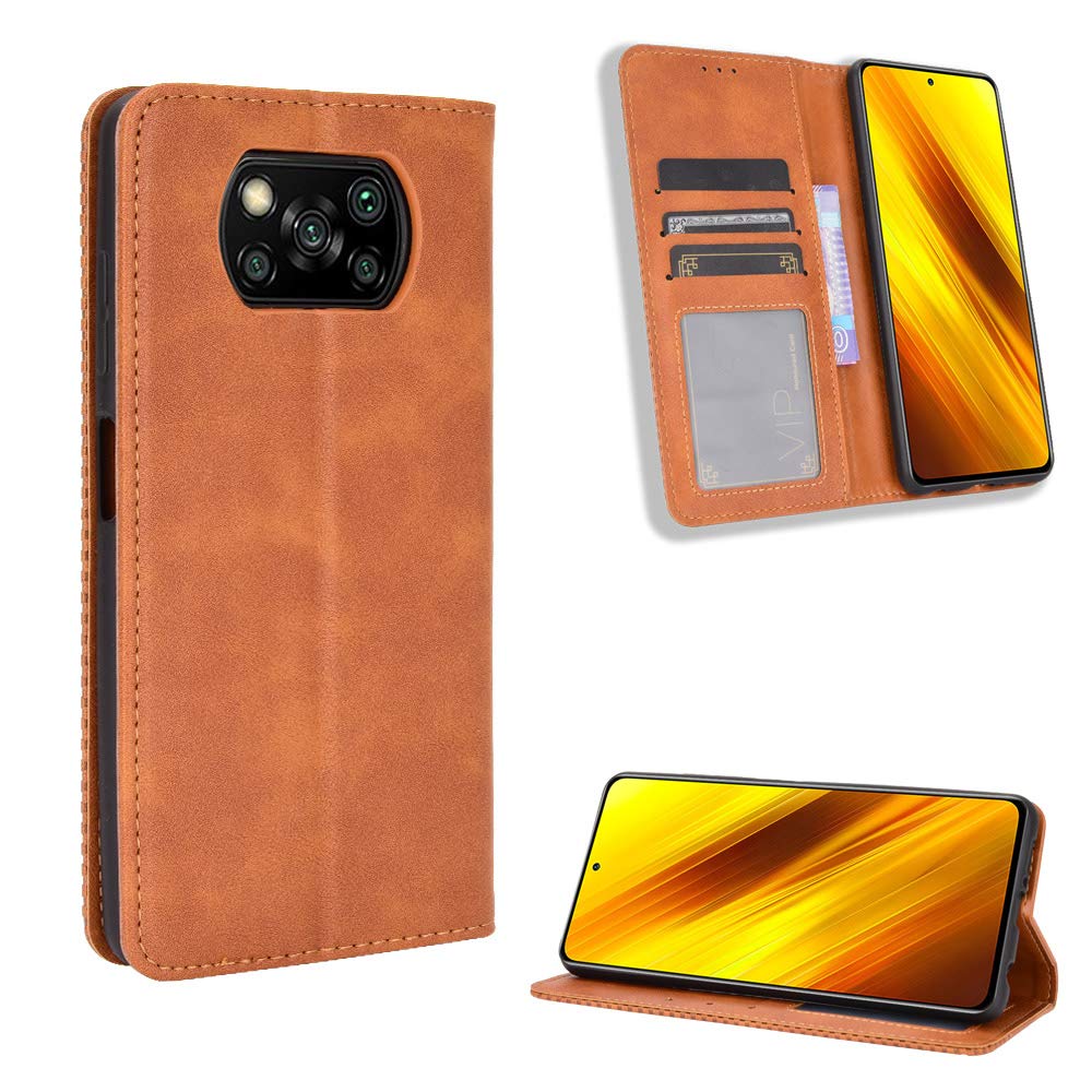 HAOTIAN Leder-Folio Hülle Für Xiaomi Poco X3 NFC / Pro – Flip Wallet Mit Magnet, Standfunktion & Kartenfächern