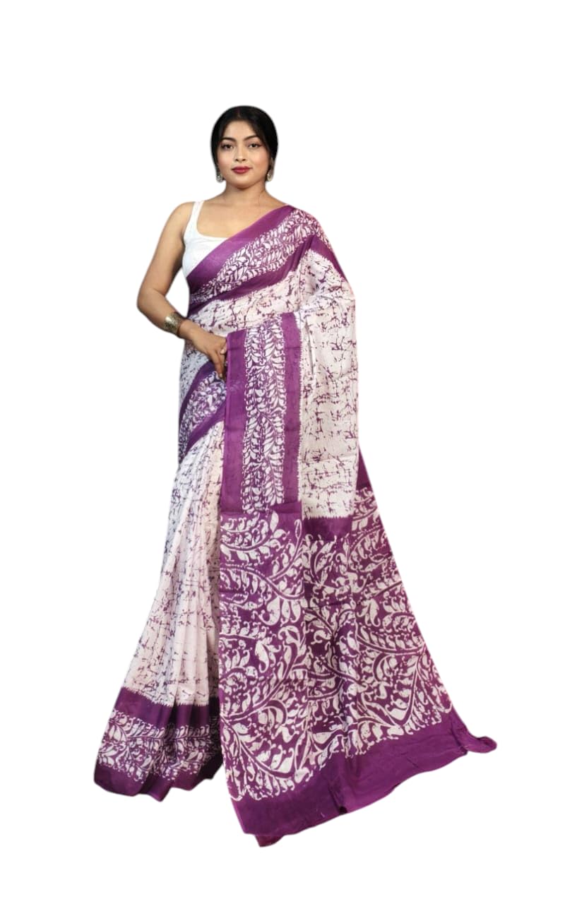 Basak Creation SLN002 100% Pure Cotton Molmol Saree-picture-36
