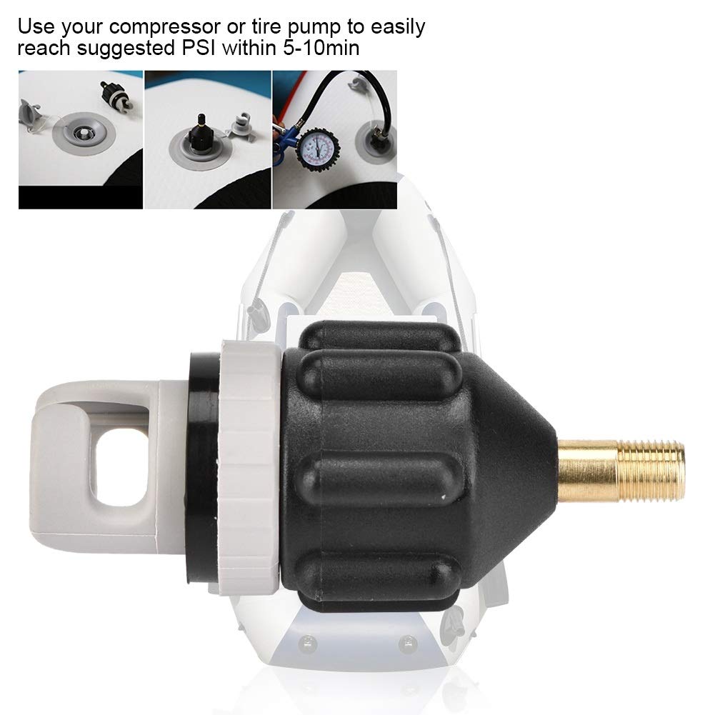 NyxSeat Adaptateur Valve Air Noir - Pompe SUP Bateau Gonflable Canoë Kayak