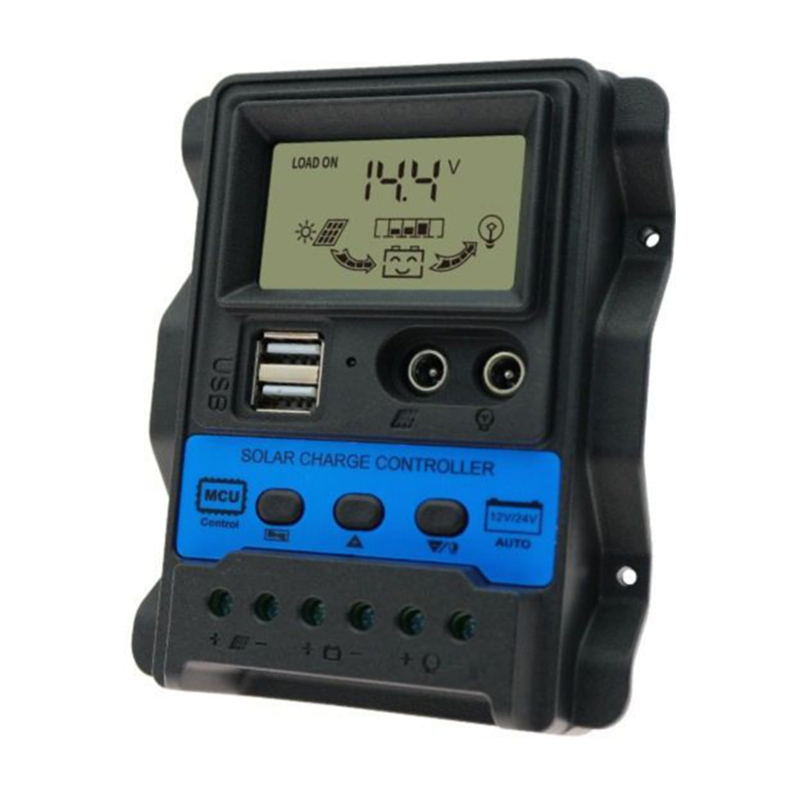 Régulateur solaire 12V/24V pour maison, toit, voyage en camping-car et bateau