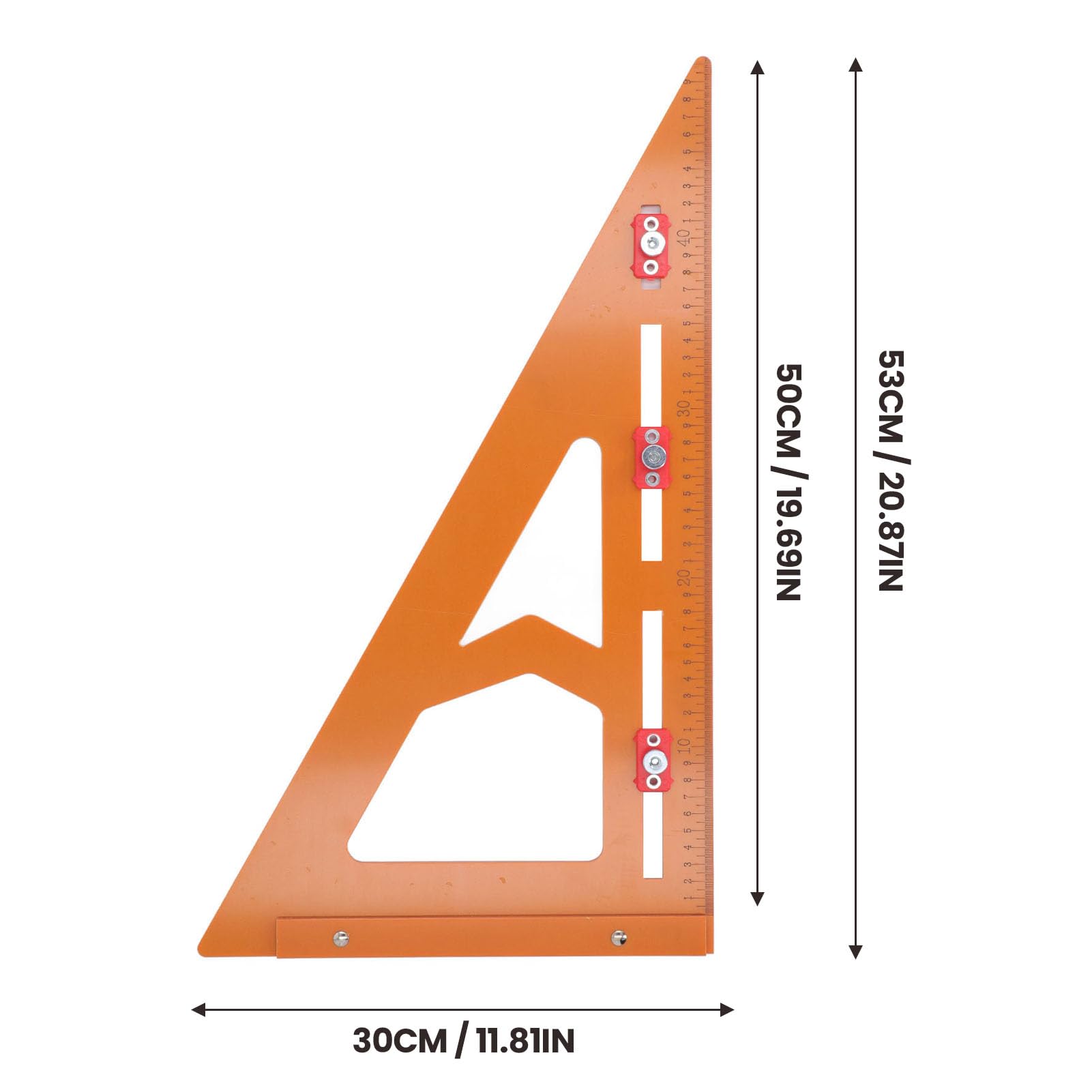 Yomiyuyr Rafter Square Carpenter Measuring Layout Tool, Rafter Square and Drilling Positioning Triangular Ruler A Carpentry Measuring Tool for Accurate Layouts