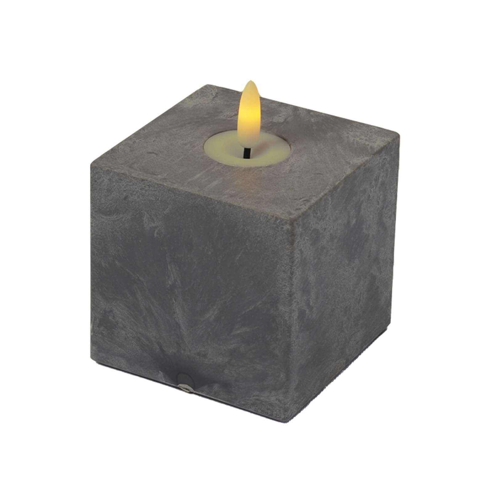 Marrakech - Vela LED decorativa industrial en diseño de cemento, cuadrada, 11 cm, funciona con pilas, con función de temporizador para candelabros, decoración de baño y decoración navideña