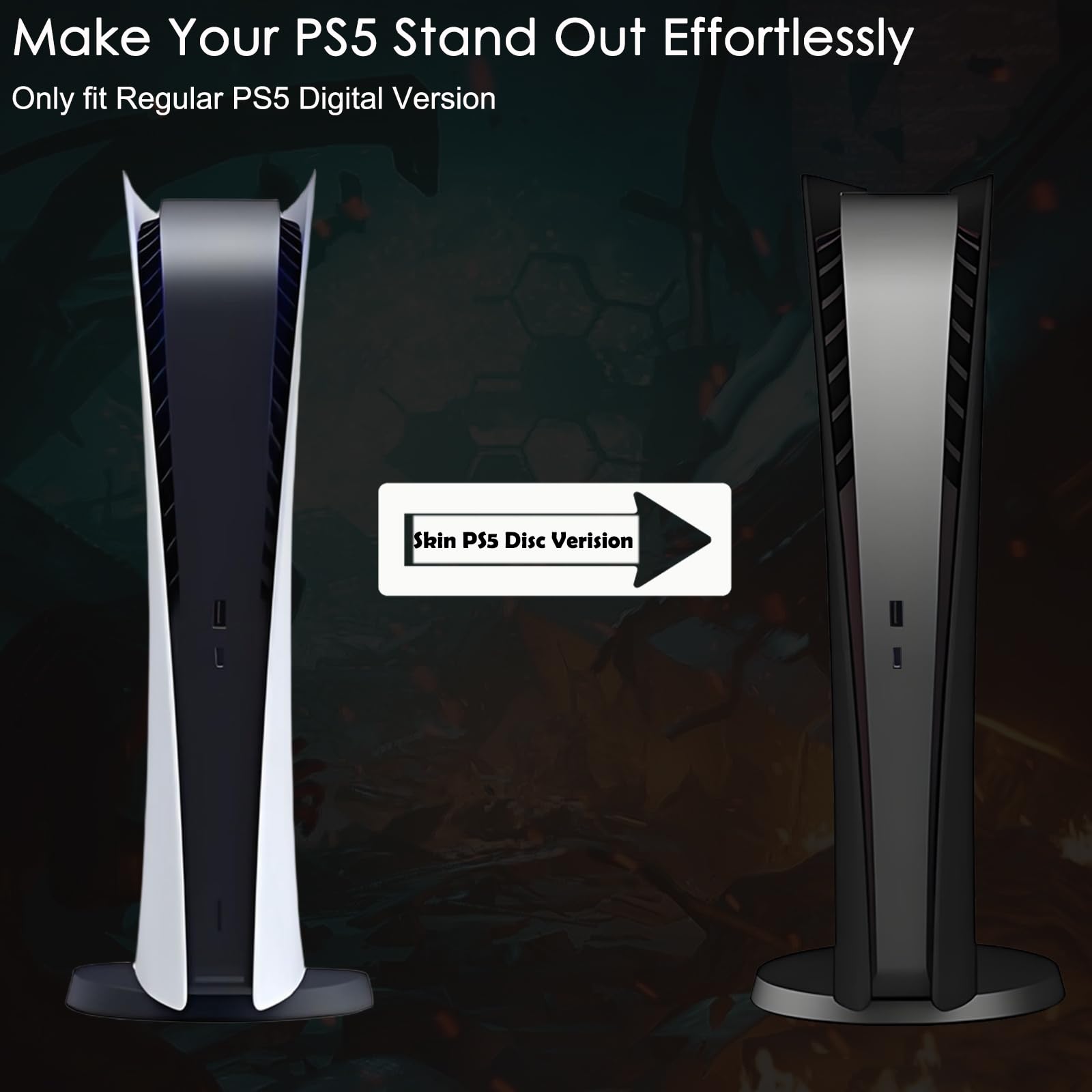 Megadream - Custodia di ricambio per console PS5, in ABS rigido, antiurto, antigraffio, antipolvere, per console PS5, compatibile con Sony PS5 Console Digital Edition (nero)