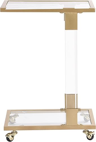 Miniatura 45 de Goujxcy Mesa auxiliar para sofá, mesa auxiliar en forma de C con ruedas, mesa de noche negra para laptop, bandeja de TV, altura ajustable, parte