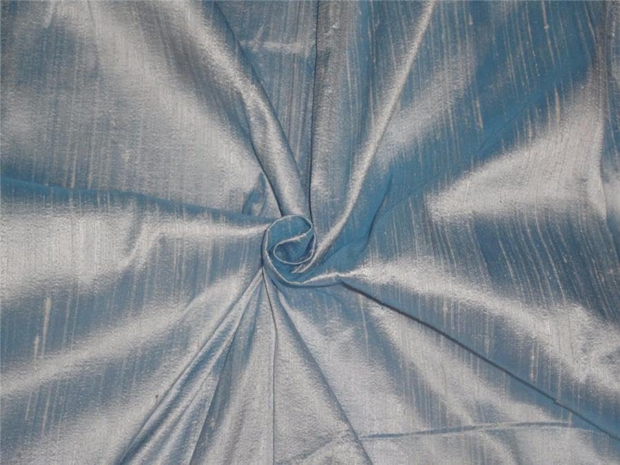 Tissu Dupioni 100 % pure soie bleu antique ivoire large de 137 cm