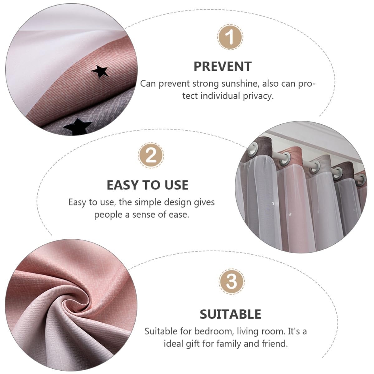 Ipetboom Verdunkelungsvorhänge 2 Stück Packung Doppel Schicht Polyester mit Sternen Motiv für Schlafzimmer und Wohnzimmer Sonnenschutzvorhänge und Wärmedämmung