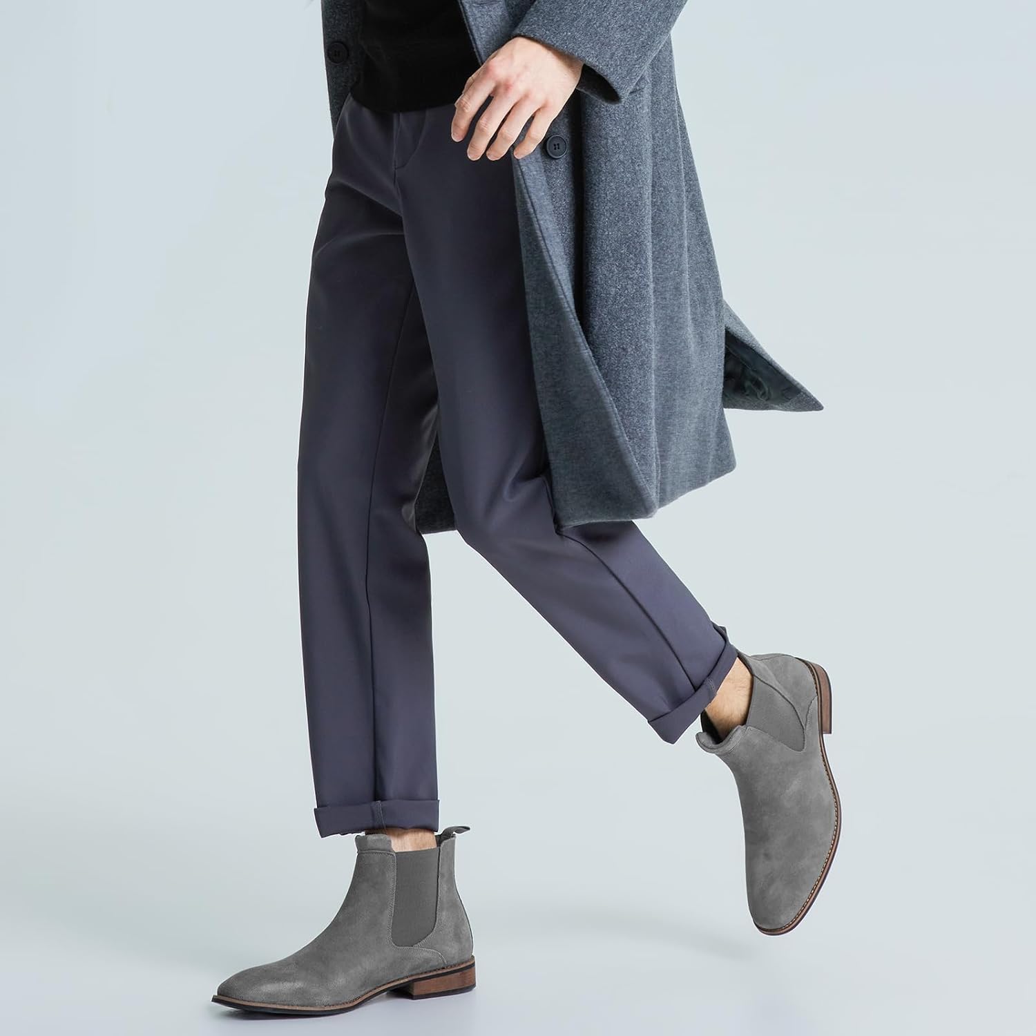 Rollda Mens Chelsea Boots, Suede Casual Ankle Boots, Dress Boots Elastic Slip on Boots for Men - Image 8