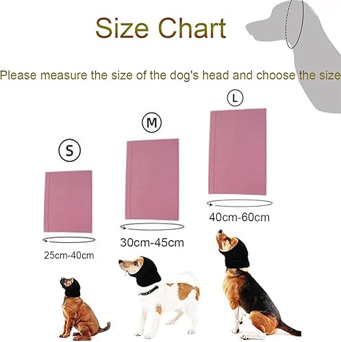 Miniatura 5 de Treonca Paquete de 3 fundas para orejas silenciosas para perros para el ruido (negro + rosa + morado) (mediano)