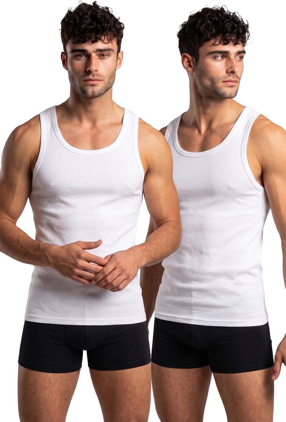 Menโs Cool It Vest โ Pack of 2 | 100% Combed Cotton | Keeps you 3degrees cooler | N9 Cool It Technology | Doesnโt lose shape , MoistureโActivated Heat Reduction | Super Soft | Scoop Neck| Cool Vest | Style 10075