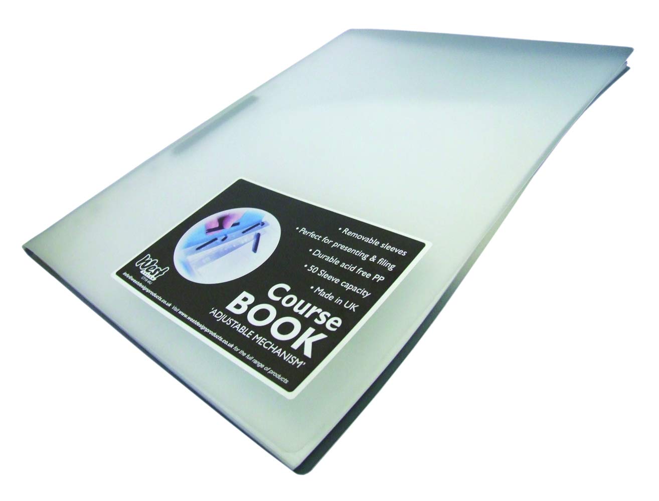 Westfolio Course Book Adjustable Capacity Opaline A4, File Holder, Presentation Display Wallet, Paper, Document, Poly Clear Sleeves, For School, Art Class, University, College, Homework, Projects