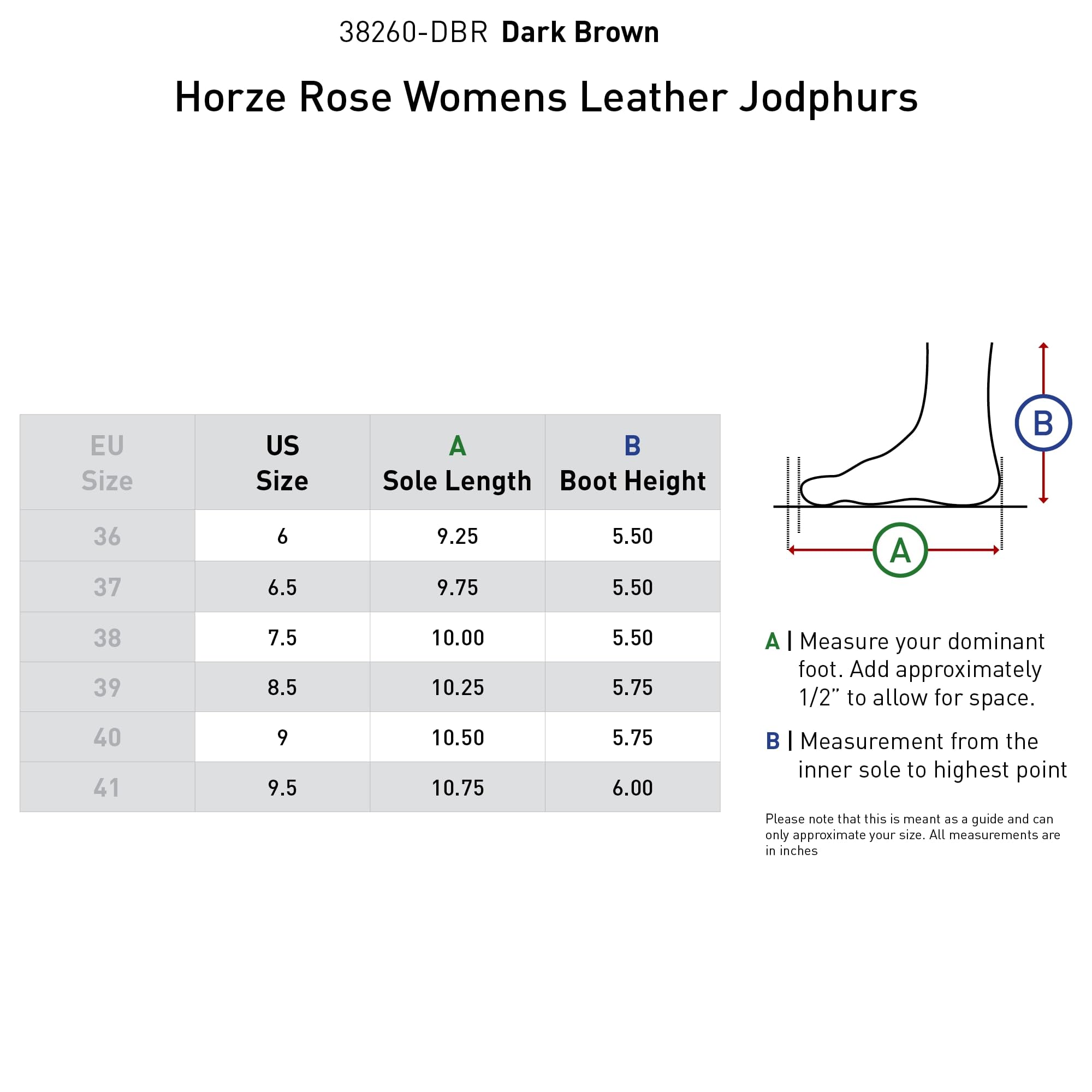 HORZE Rose Reitstiefeletten aus Leder mit Reißverschluss, Braun, 40