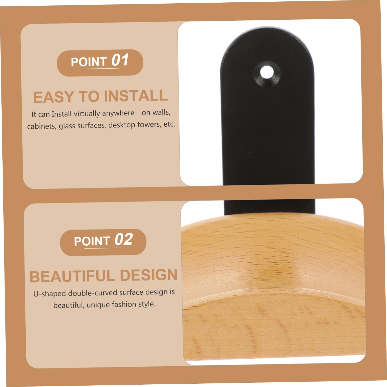 OSALADI 2piezas Soporte Para Auriculares De Madera Gancho Montable Para Escritorio Organizador De Cable Para Headset Para Oficina y Hogar