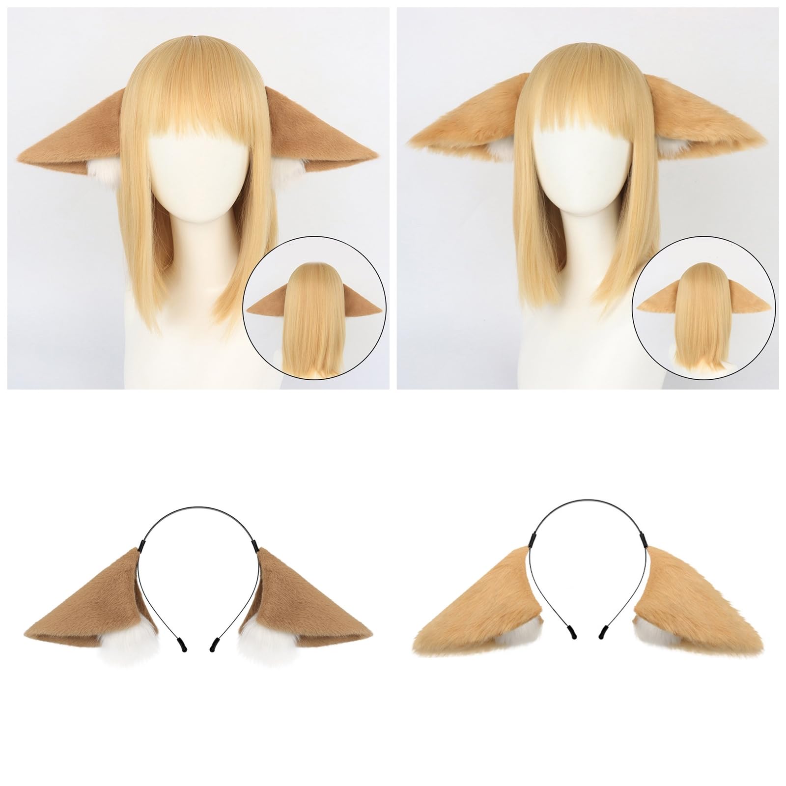 Bandeau Pour Bras Avec Oreilles De Loup - Accessoire Cosplay Fait Main Gris Foncé Taille Unique