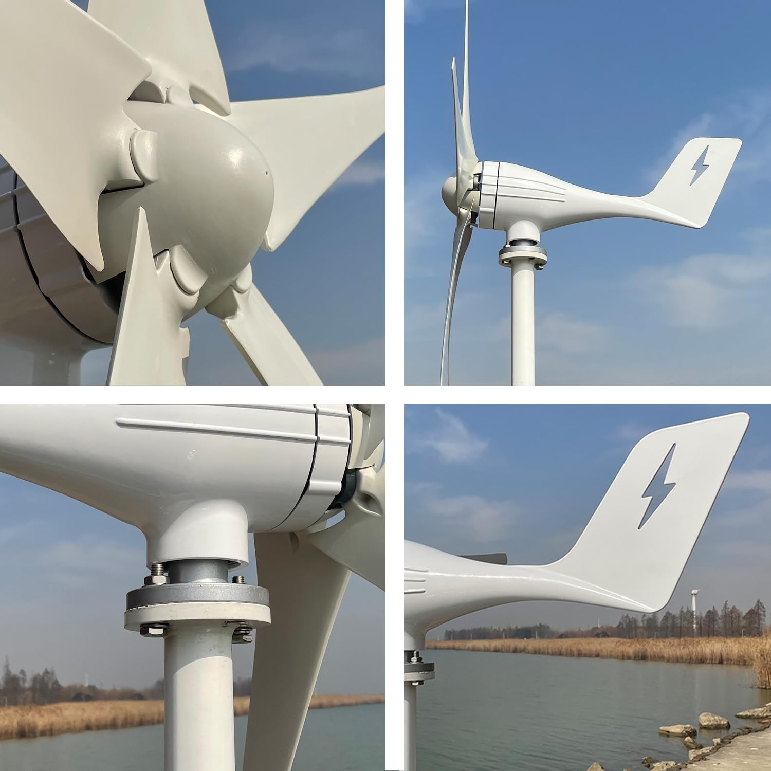 600W aerogenerador 12V/24V/48V 5-pala de alto rendimiento turbina eólica MPPT controlador de carga Horizontal sistema de energía eólica para el hogar y la granja (12, Voltios)