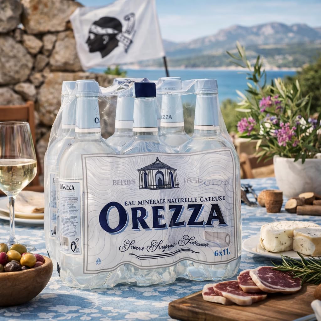 OREZZA Eau minérale naturelle gazeuse corse – en packs de 6x1L– Bouteilles plastique PET – Restauration, CHR et Collectivités (Pack 6 bouteilles)