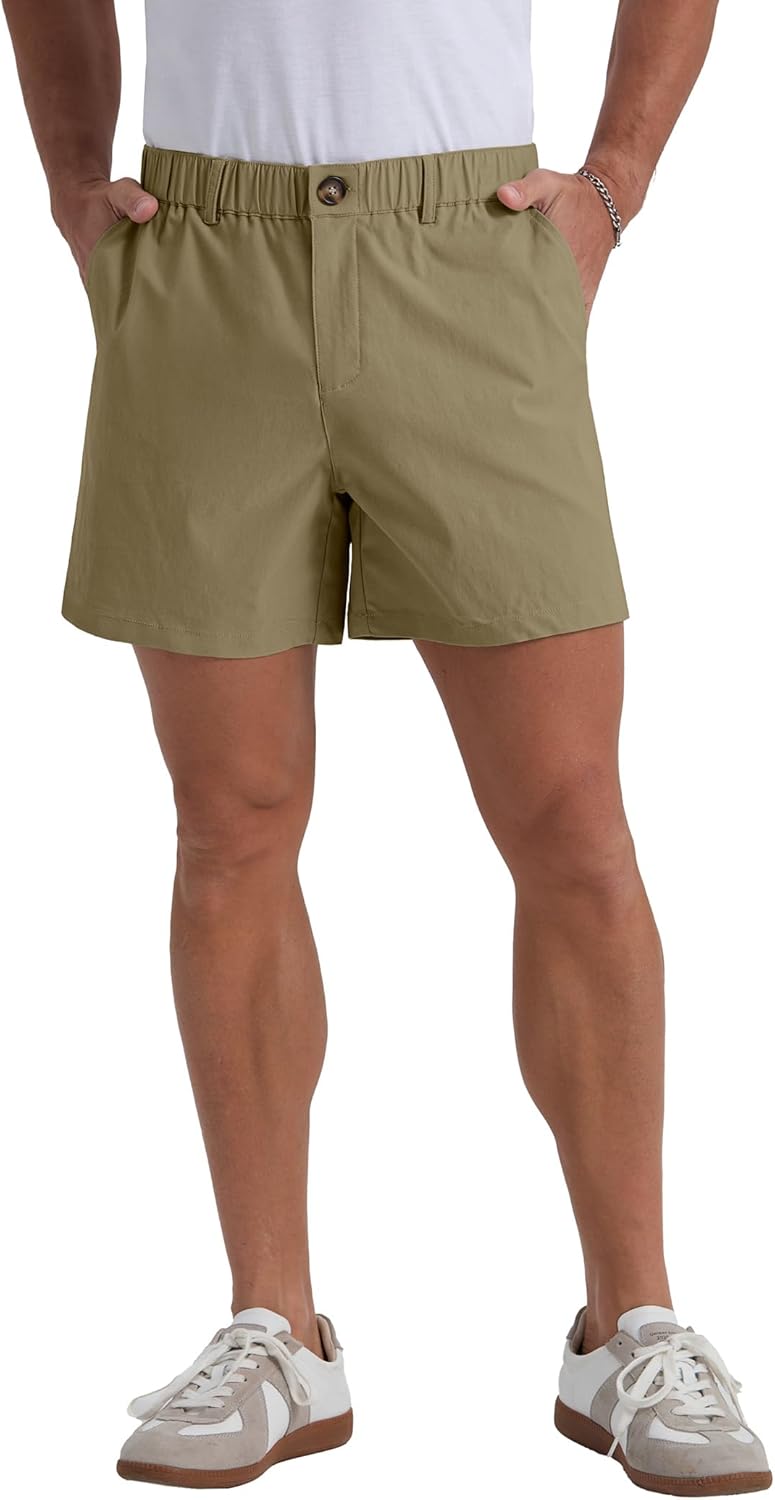 Askdeer Men's 5.5" Shorts Classic-fit Casual Elastic Waistband Shorts Summer Walking, Office, Daily Wear with Multi-Pockets - Image 4