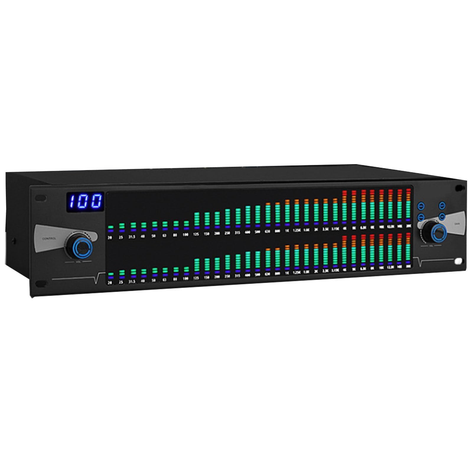 Ecualizador Digital de Doble Canal de 31 Bandas, Ecualizador gráfico estéreo, Pantalla de Espectro LED, 10 Efectos preestablecidos, reducción automática de Ruido, para el hogar/actuación de DJ/Club