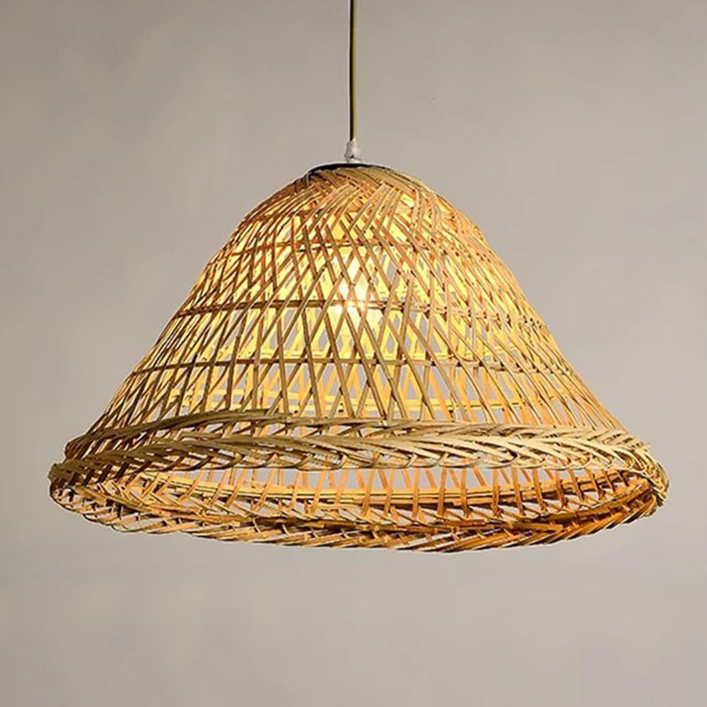 TCHAUSGZOZ Traditional Bamboo Hanging Lamp - Japanese Style Pendant Light Fixture E26 Base for Dining Room, Kitchen, and Living Spaces(50cm)
