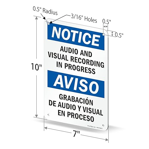 Miniatura 6 de Aviso y visual de audio grabación en el Progreso, aviso Audio y grabacio vissual en señal, 10" x 7"