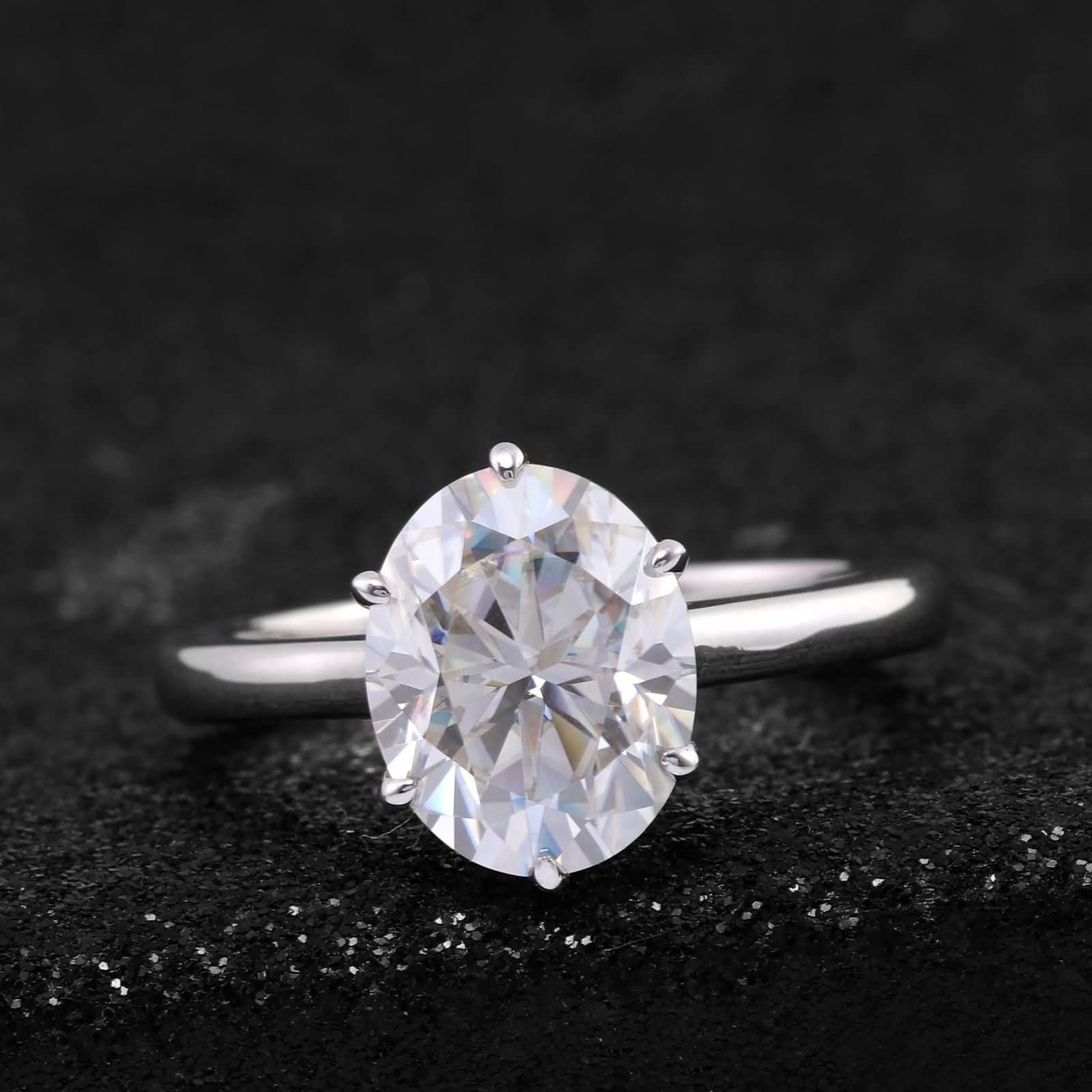 Wycian Pierścienie obietnicy 9K pierścionek 9K Moissanite 6 pazurów samotny owalny z moissanitem rozmiar H 1/2 moda dla kobiet biżuteria noworoczna