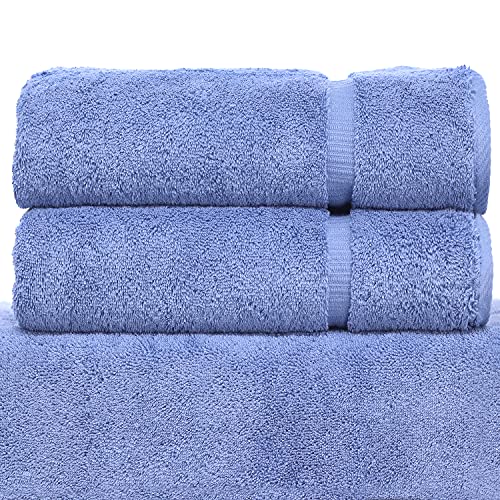 Image of BC BARE COTTON Luxury Hotel & Spa Towel Turkish Cotton Bath Towels - Wedgewood - Dobby Border - Set of 2