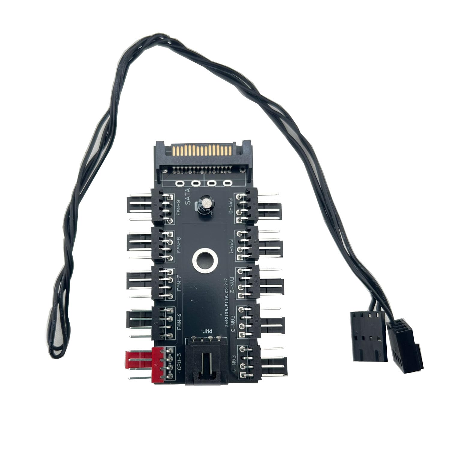 FainWan 1 x 10-Wege-PWM-Lüfter-Hub mit Kabel, 10-polig, PCB-Adapter, SATA 1 auf 10, Multi-Wege-Splitter
