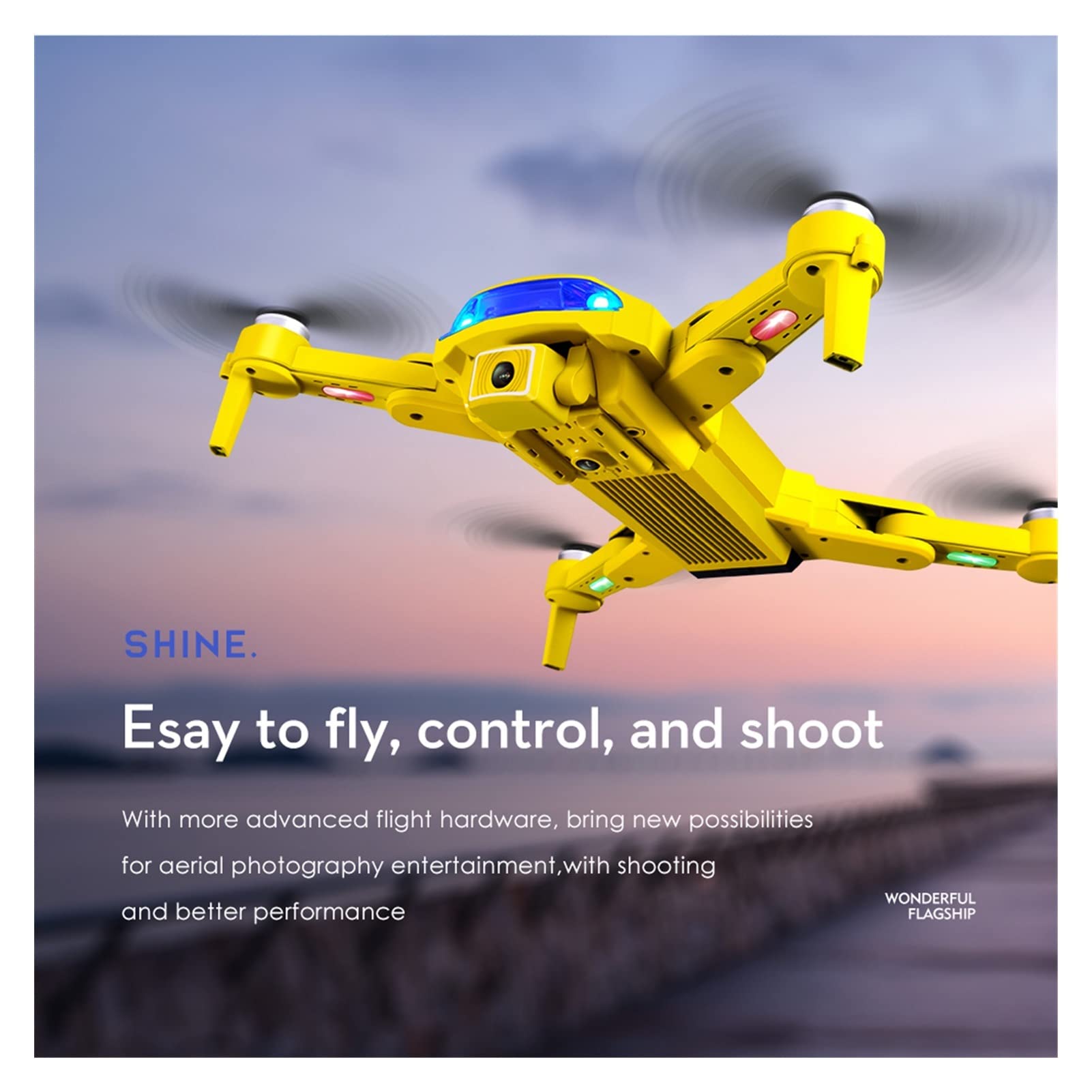 Drone 4k 6k Profesjonalna podwójna kamera HD Bezszczotkowa fotografia lotnicza WiFi RC Składany quadkopter 1,2 km Odległość (Kolor: Żółty-6K-Rozmiar torby: 1) (4K)