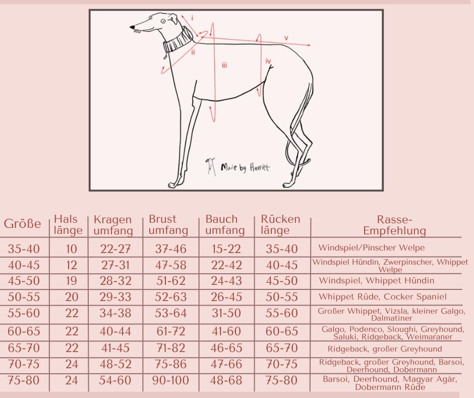 EDEL&SCHNELL Hundemantel wasserdicht, Woll-Wintermantel für Ridgebacks, Dalmatiner, Weimaraner und andere schlanke Rassen, Hunde Wintermantel Größe 70-75