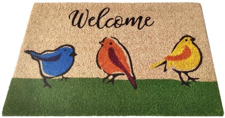 18 in. W X 30 in. L Multicolored Welcome Birds Coir Door Mat
