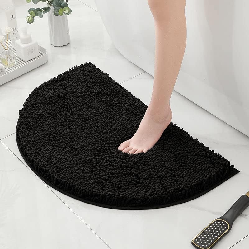 HYFAN Half Round Microfiber Chenille NonSlip Bathroom Bath