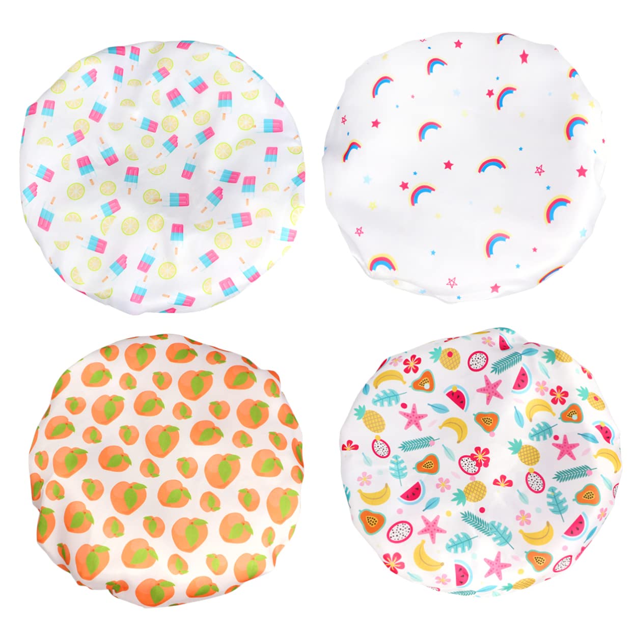 Housoutil 12pezzi Cuffie Da Impermeabili Satin Per Donne Cappelli Da Notte Stile Stampa Doppio Per Bagno e Bellezza