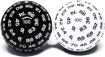 2Pcs DND D100 Dice Black and White 100 Sided Polyhedral Game Dice Set