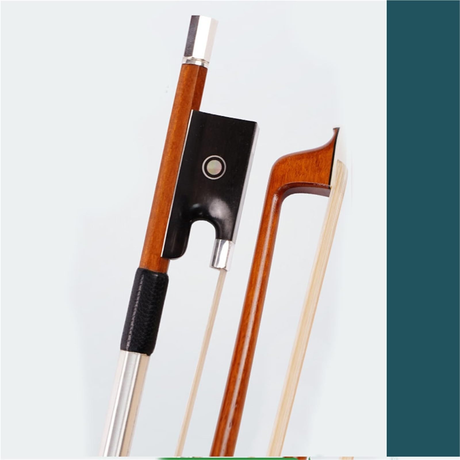 Arco Violín Profesional Arco de violín 4/4 palo de rosa brasileño arco redondo solo accesorios de plata esterlina varilla de arco redondo(1/2)