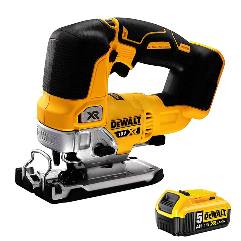 Dewalt Yellow Dcs334n 18V Brushless Top Handle Jigsaw With 5.0Ah Battery
