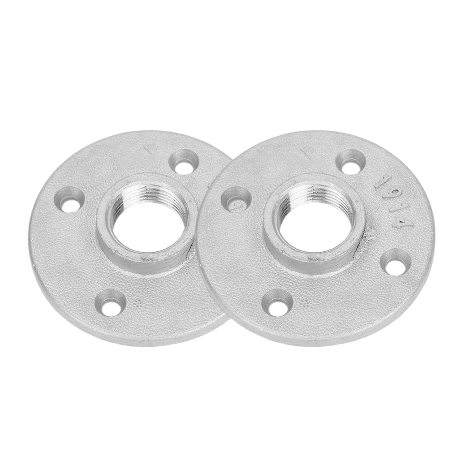 Ozliyy Silver 10Pcs Iron Pipe Fittings Wall Mount Floor Antique Dn20 4 Holes Flange Base Hardware Tool 3/4 Inch British Screw Thread Flanges