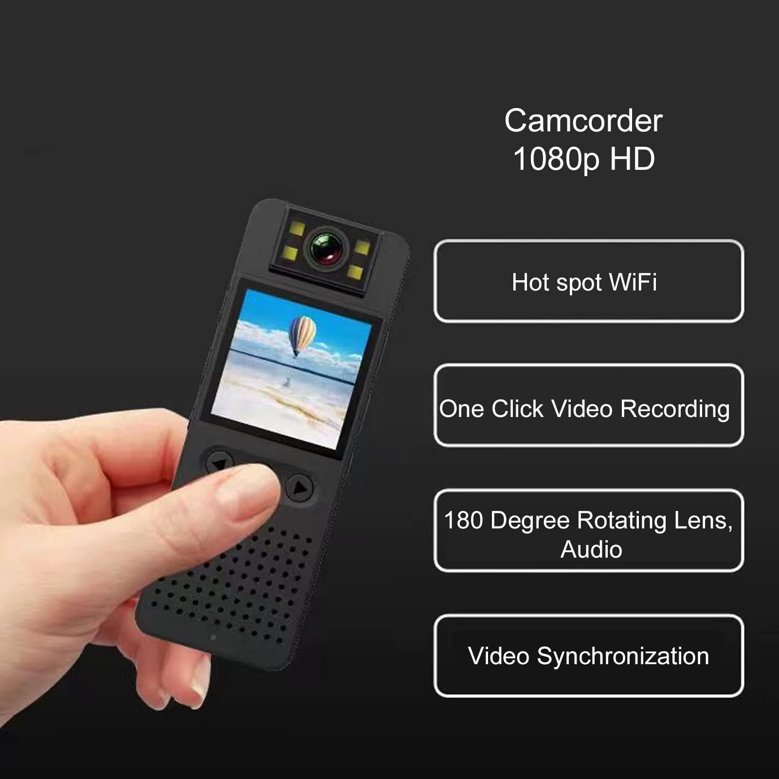 Mini Cámara de Cuerpo Grabadora de Video, Cámara Pequeña Desgastada WiFi Cámara de Cuerpo de Policía con Lente Giratoria de 180 ° y Clip, 1080P HD Cámara de Seguridad Portátil