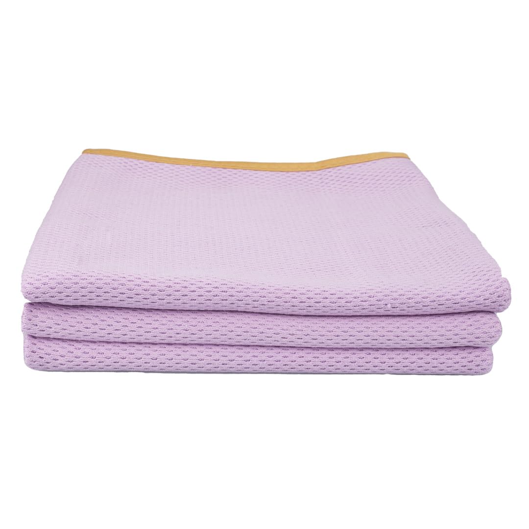 Maxshine 3 Pack Microfiber Towel (520GSM) - Purple with Yellow Silk Border, Professional Drying Cloths for Car Detailing - 20”x27.5” (51x70cm) - Ultra Soft, Scratch-Free Auto Detailing Towels