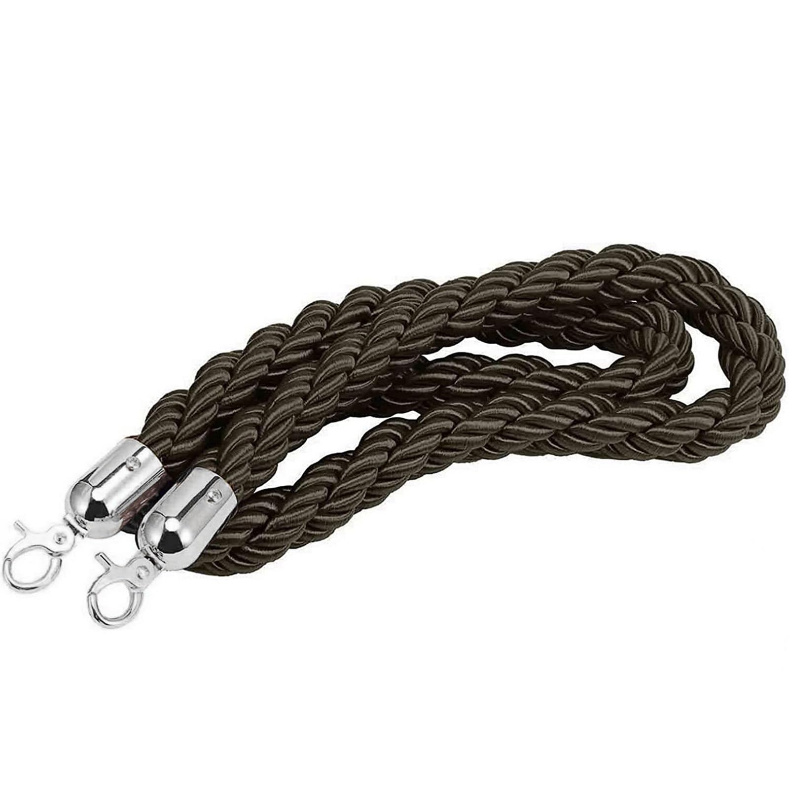 Braided Stanchion Rope, 3/4/5/8/12Ft,Braided Hemp Rope Barrier Queue Line Barrier(Black-silver Hooks,3.66m/12ft)